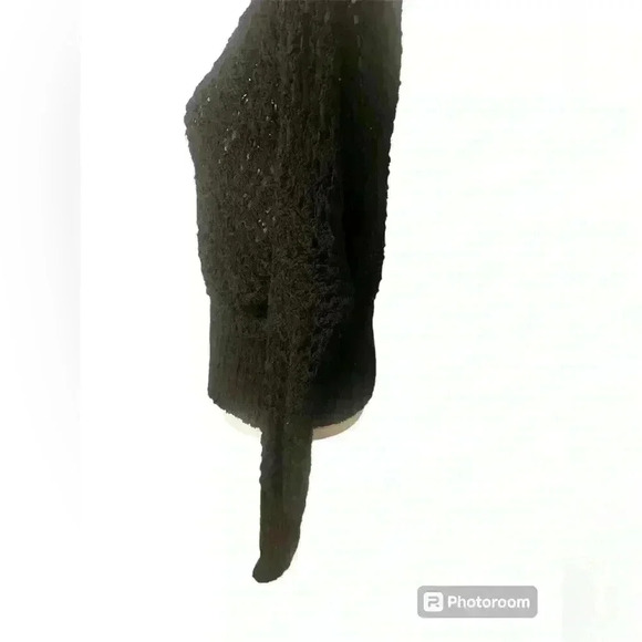 Free People black sweater crochet pullover NWOT has robbed cuffs & waistband XS - Picture 4 of 10